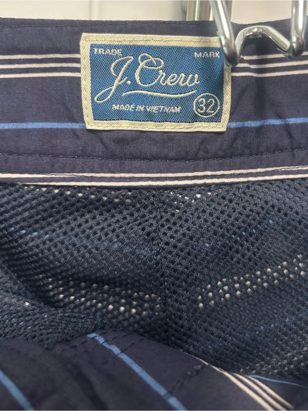 J. Crew Men's Navy Striped Swim Trunks size